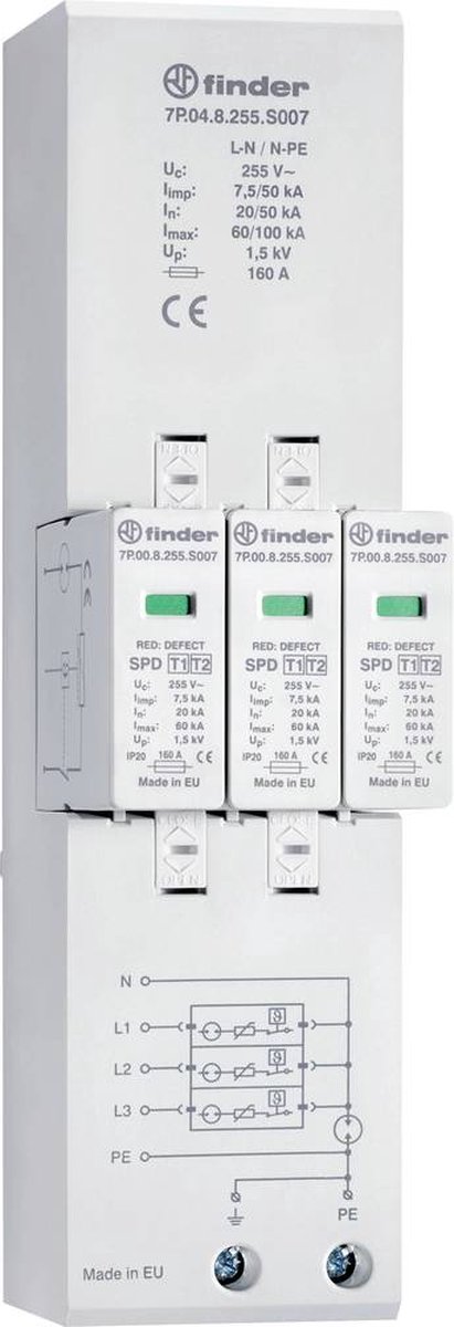 Finder 7P.04.8.255.S007 7P.04.8.255.S007 Overspanningsveilige afleider 1 stuk(s)