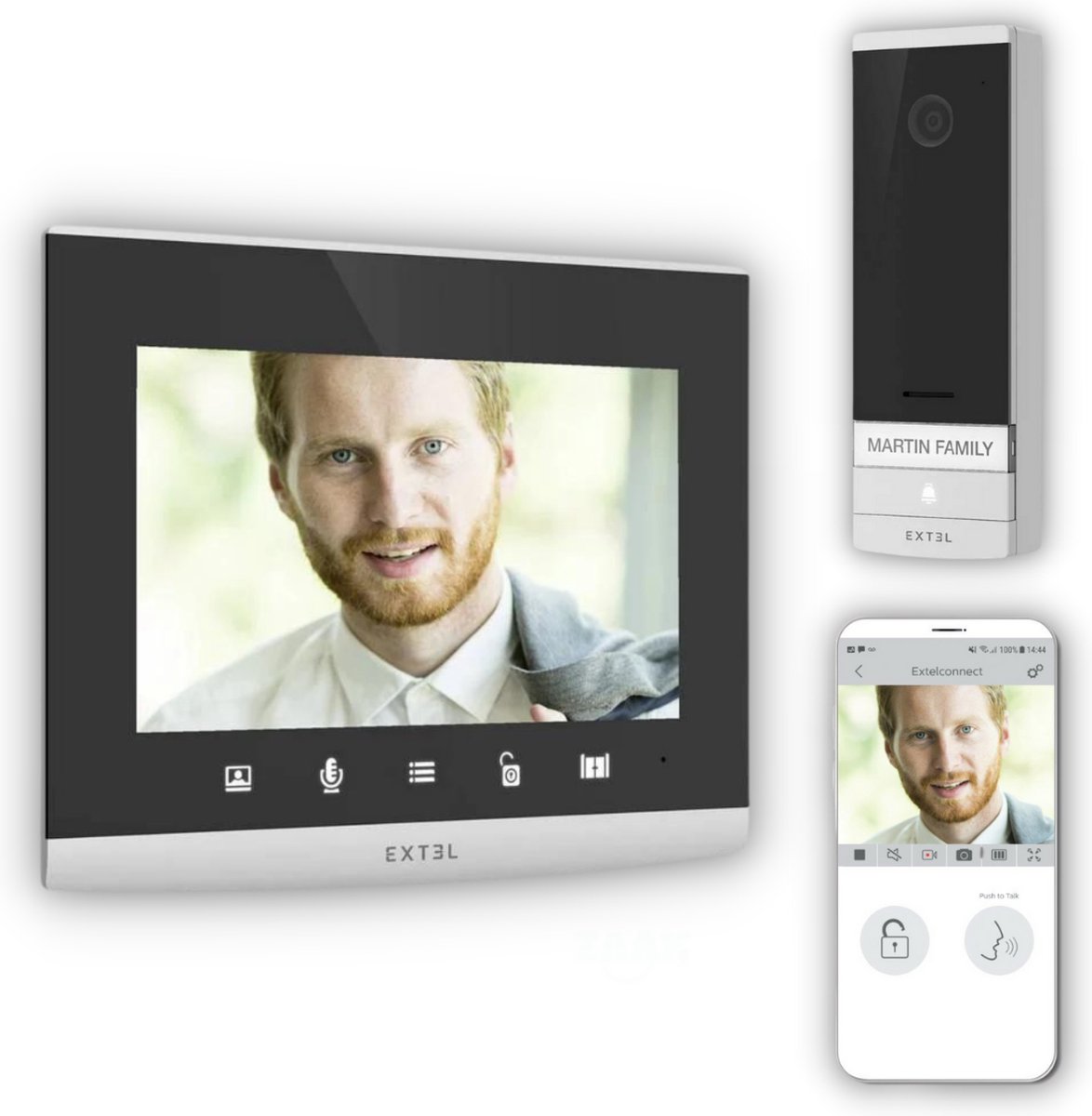 Extel CONNECT 2 Complete set voor Video-deurintercom WiFi Grijs, Zwart