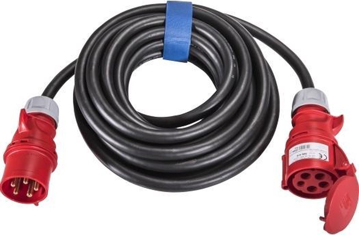 SIROX 365.525 Stroom Verlengkabel 32 A Zwart 25.00 m H07RN-F 5G 4 mm² Met fasewisselaar