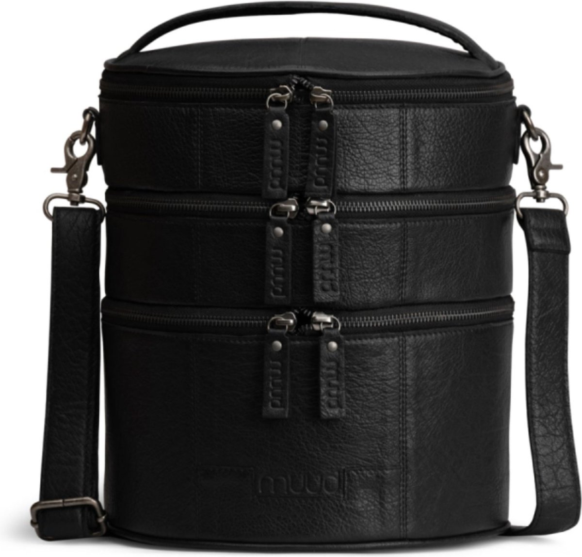 MUUD Bturn Black - Handgemaakt leren tas voor diverse projecten 27xØ25cm