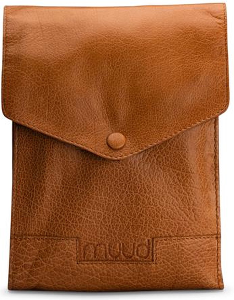 MUUD Betina XL - Whiskey Handgemaakt leren etui 19 x 15 cm