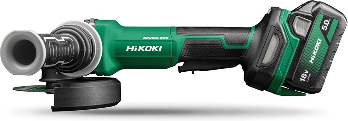 Hikoki G1813DVF WQZ Accu Haakse slijpmachine | 18V | Variabele toerental | 125mm | Rem | Inclusief 2 accu's en lader | in HSC III G1813DVFWQZ