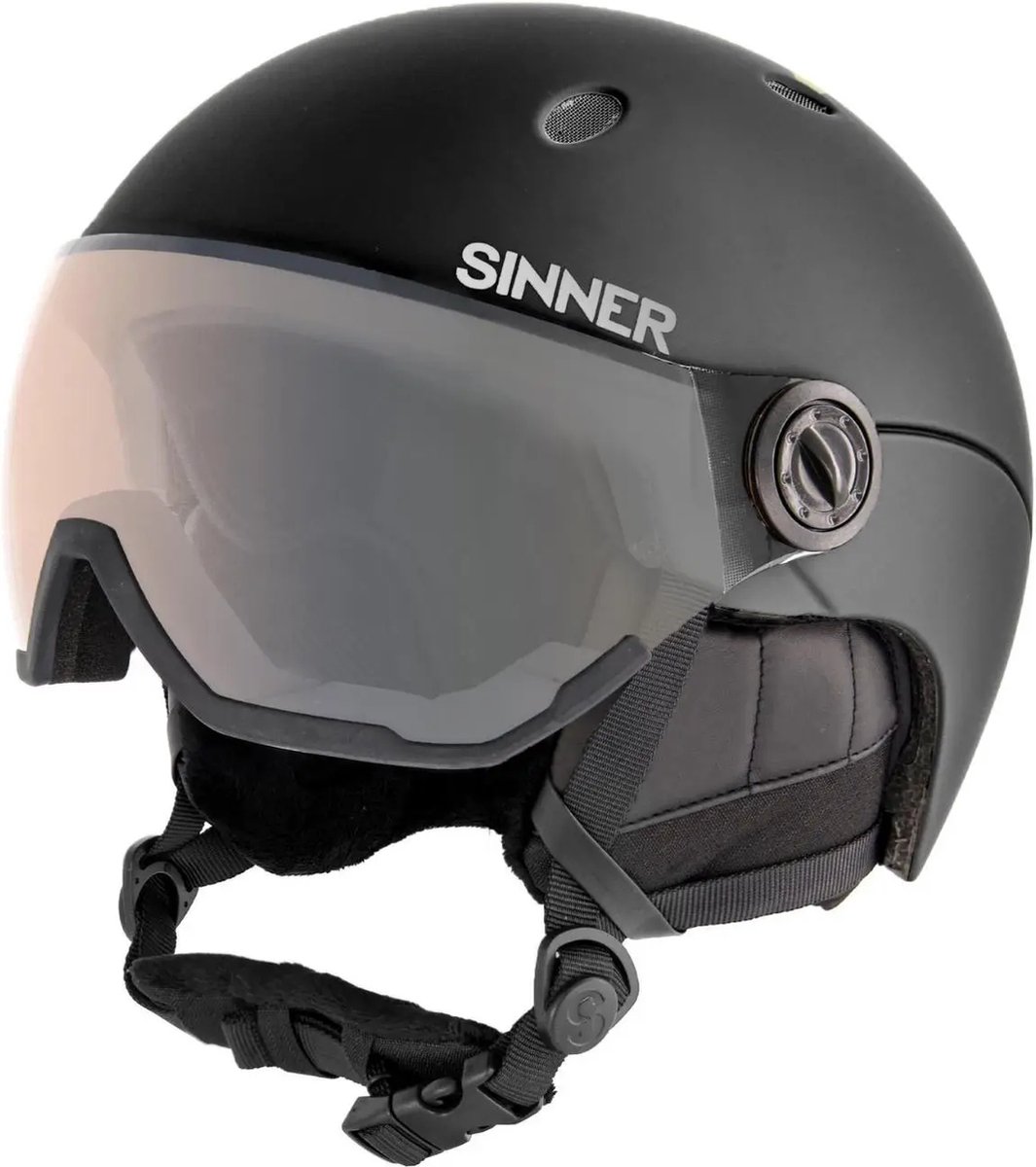 Sinner TITAN VISOR TRANS+ lens skihelm mat zwart, 52-54 cm