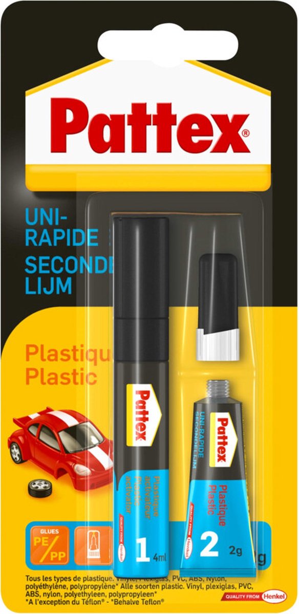 12x Pattex Secondelijm Plastic 2 gr