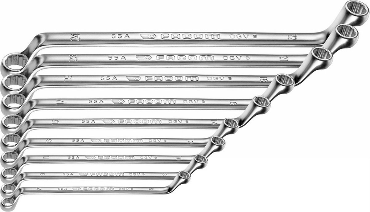 Facom set 10 12-kantringsleutels, metrische maten - 55A.JD10
