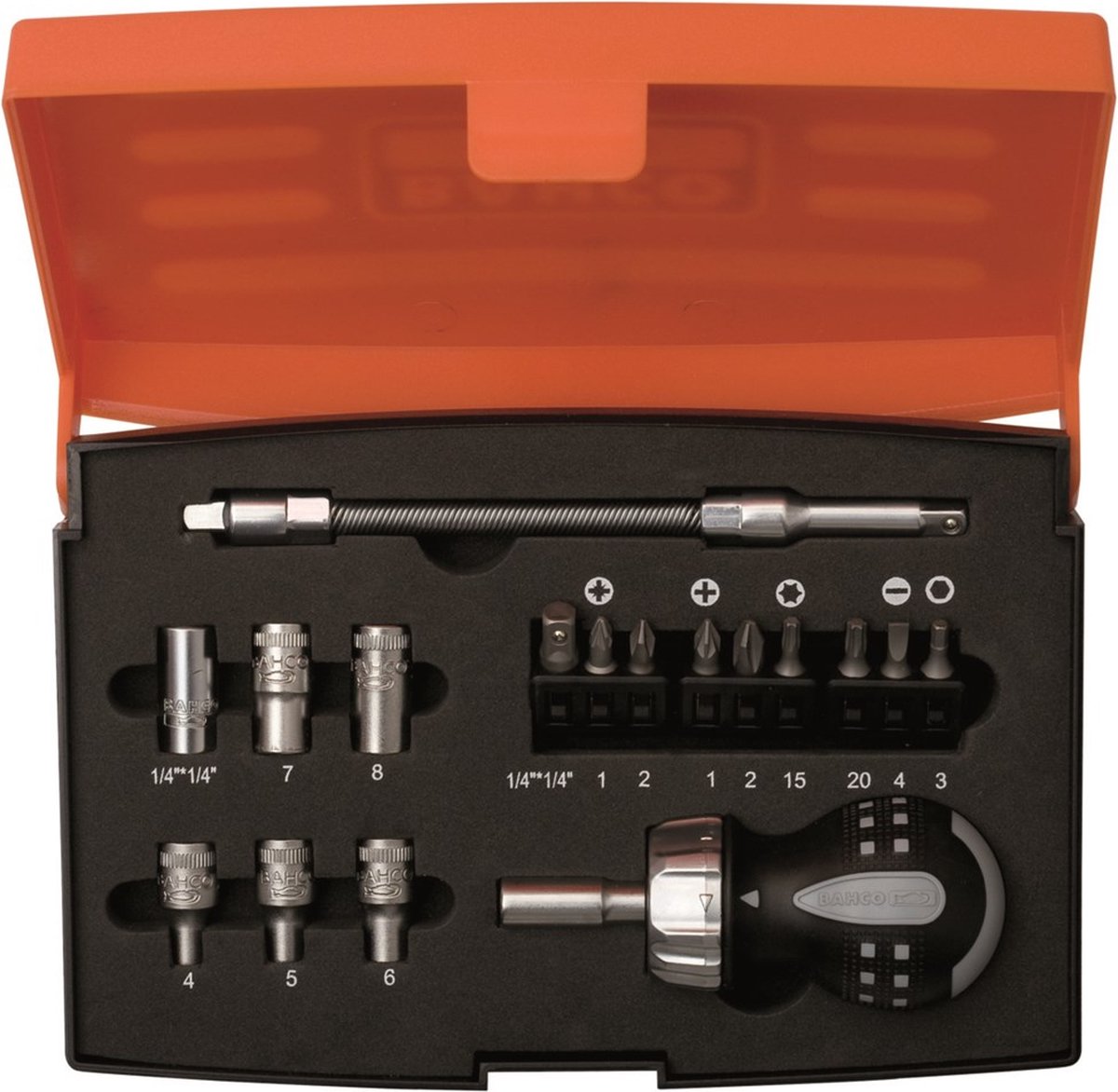 Bahco stubby ratel schroevendraaier set 22-dlg | 808050S-22