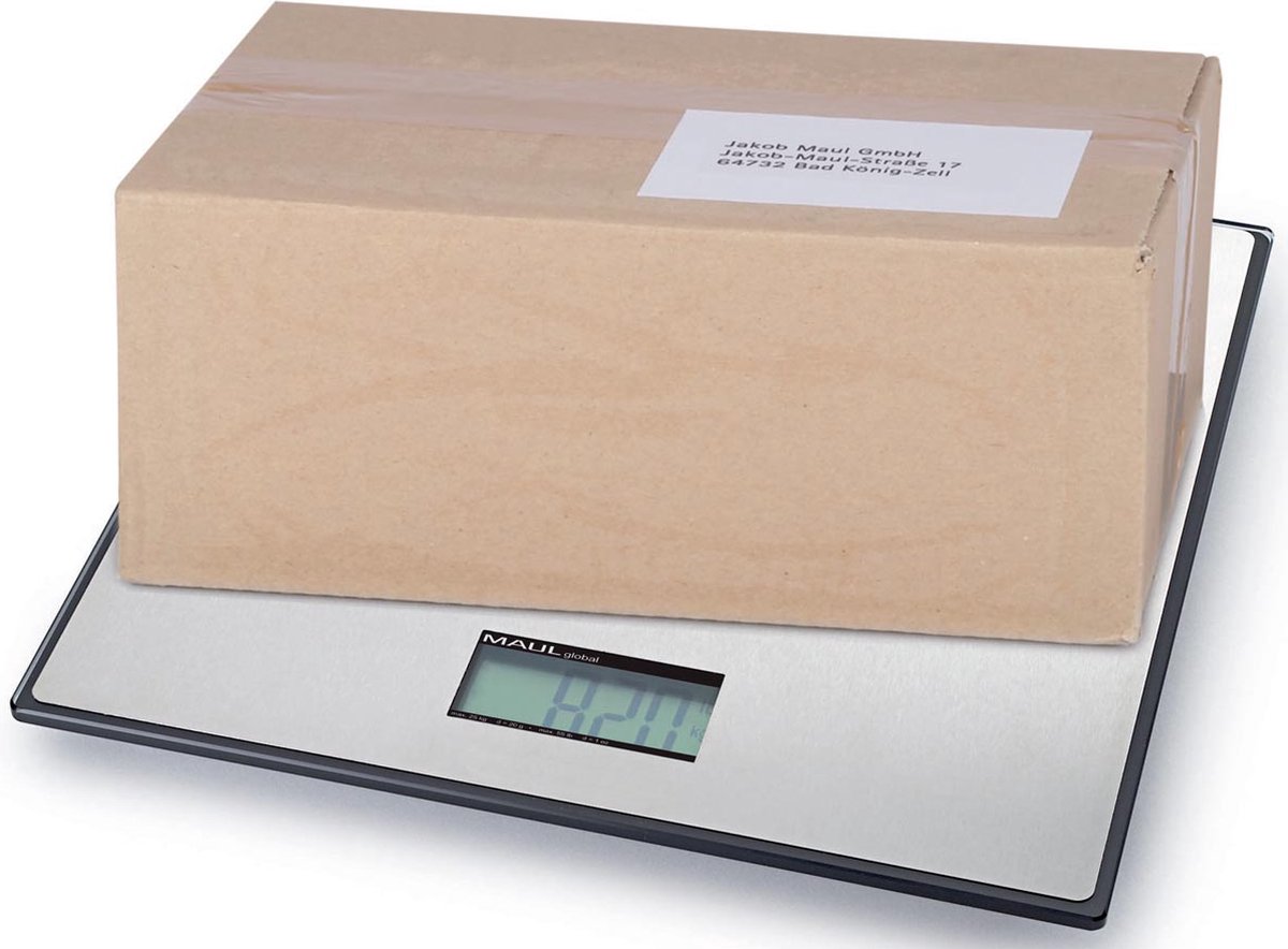 Maul MAULglobal Pakketweegschaal Weegbereik (max.) 25 kg Resolutie 20 g Zilver