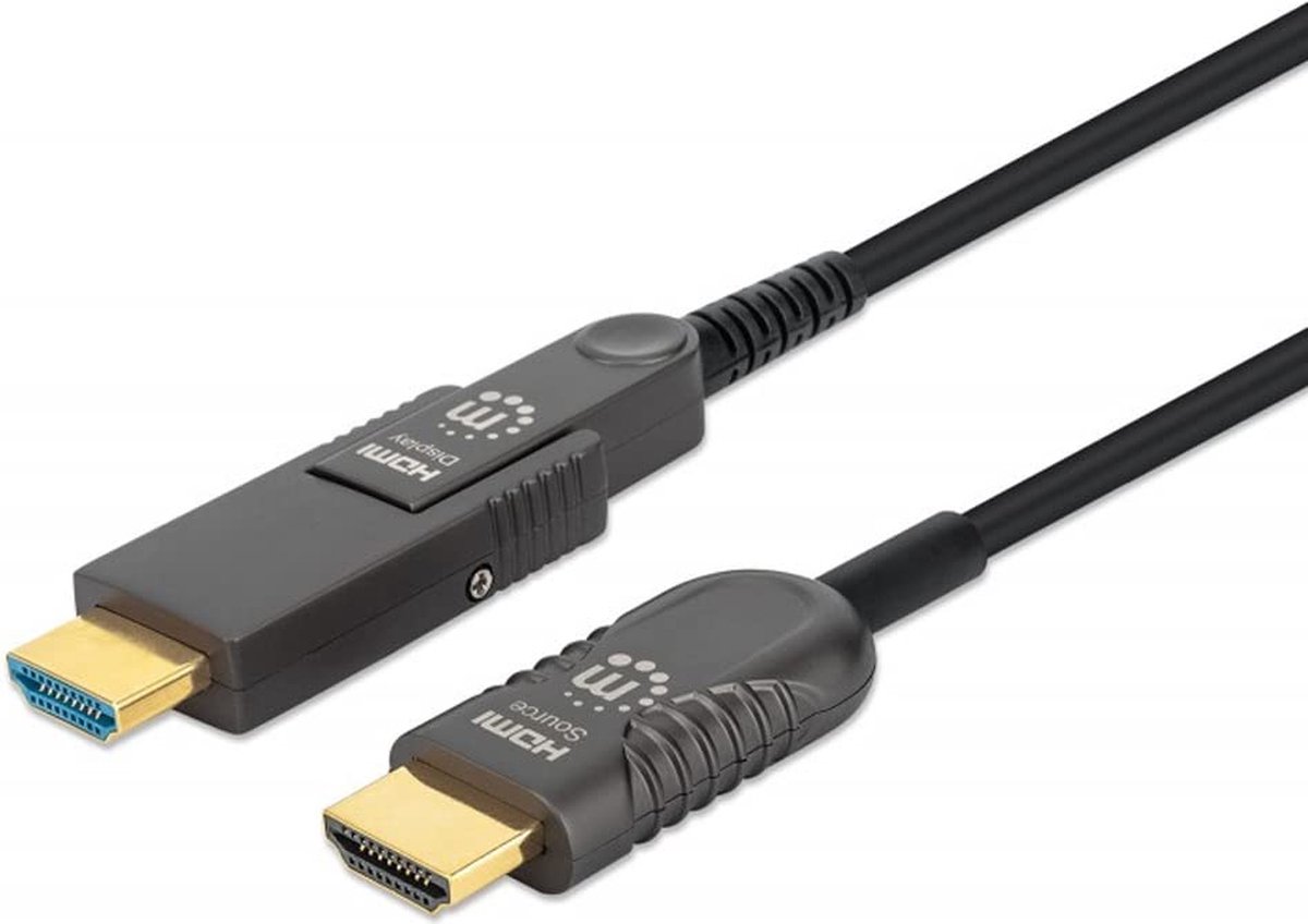 Manhattan 355513 HDMI-kabel HDMI Aansluitkabel HDMI-A-stekker, HDMI-micro-D-stekker 20 m Zwart 4K UHD