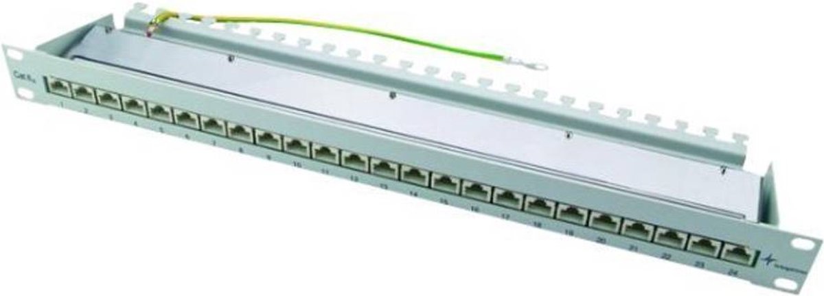 Telegärtner 100007017 24 poorten Netwerkpatchpaneel 483 mm (19) CAT 6A 1 HE Grijs-wit (RAL 7035) Ingericht
