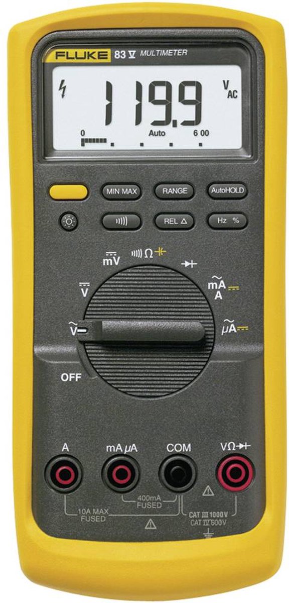 Fluke 83V/EUR Multimeter Digitaal CAT III 1000 V, CAT IV 600 V Weergave (counts): 6000