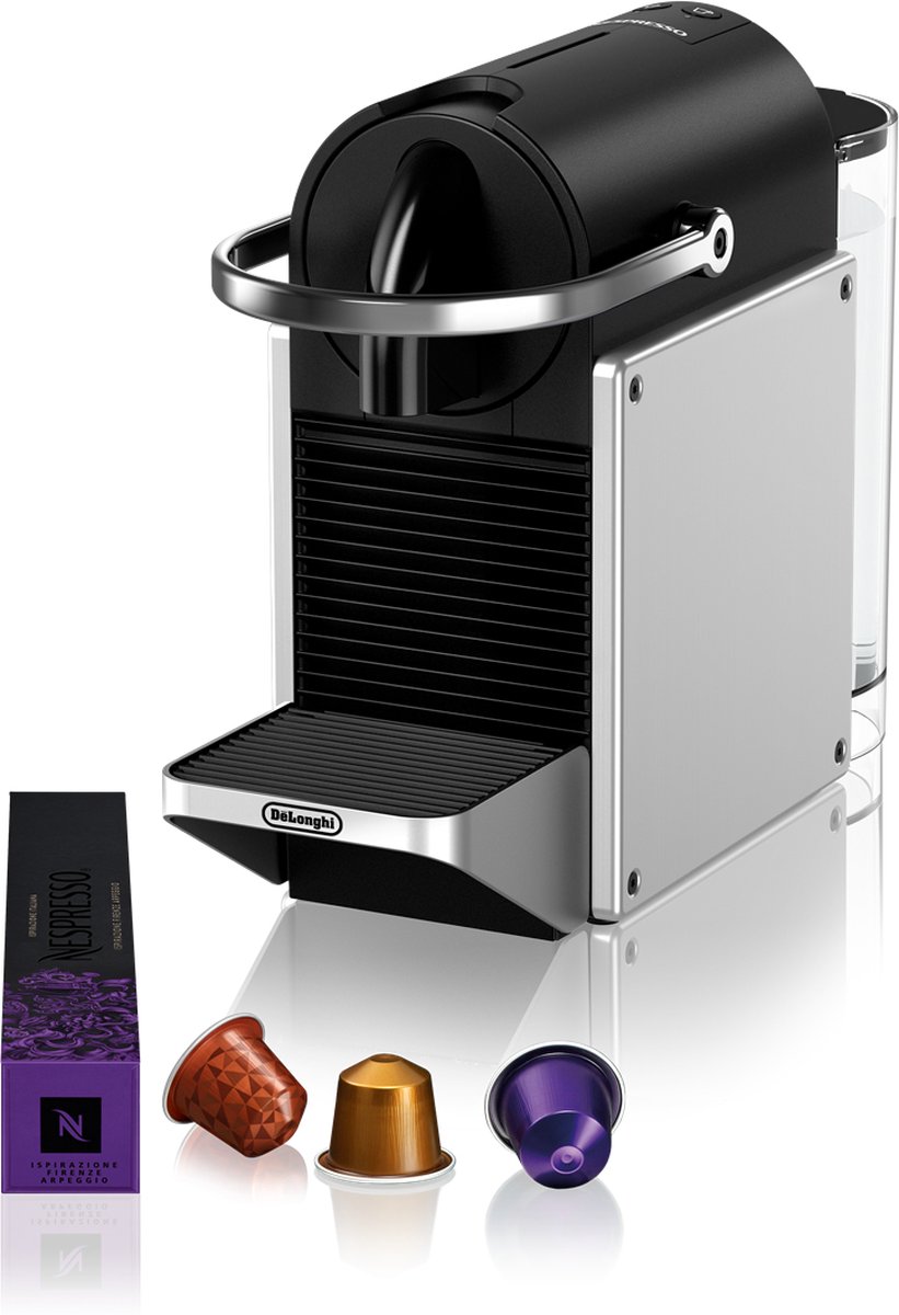 Nespresso Pixie EN127.S machine met cups van DeLonghi - Rvs