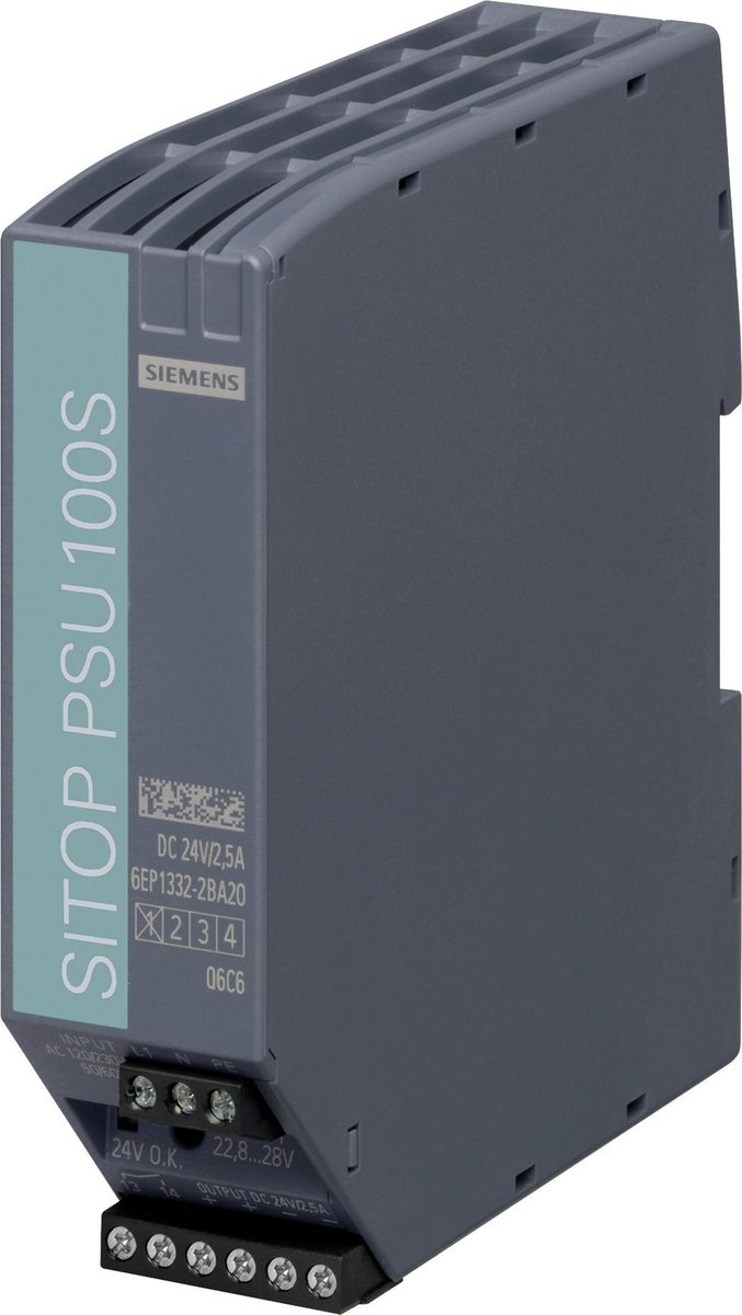 Siemens SITOP PSU100S 24 V/2,5 A DIN-rail netvoeding 24 V/DC 2.5 A 60 W Aantal uitgangen: 1 x Inhoud: 1 stuk(s)