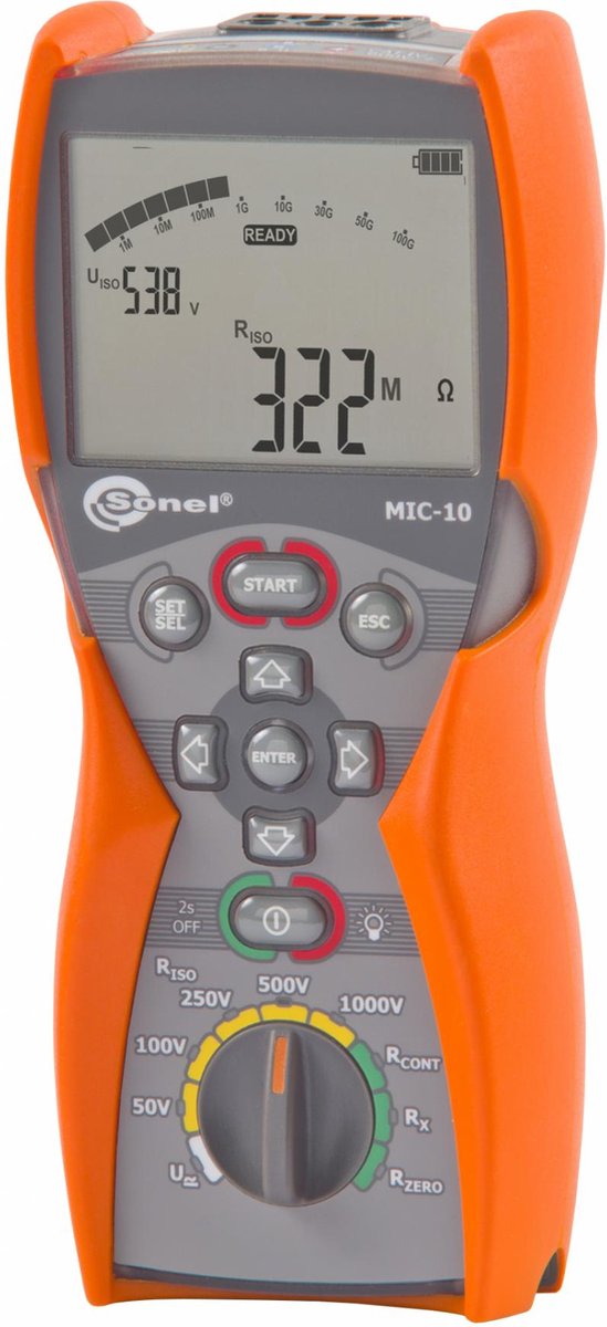 Sonel MIC-10 Isolatiemeter Kalibratie (ISO) 50 V, 100 V, 250 V, 500 V, 1000 V 10 GΩ