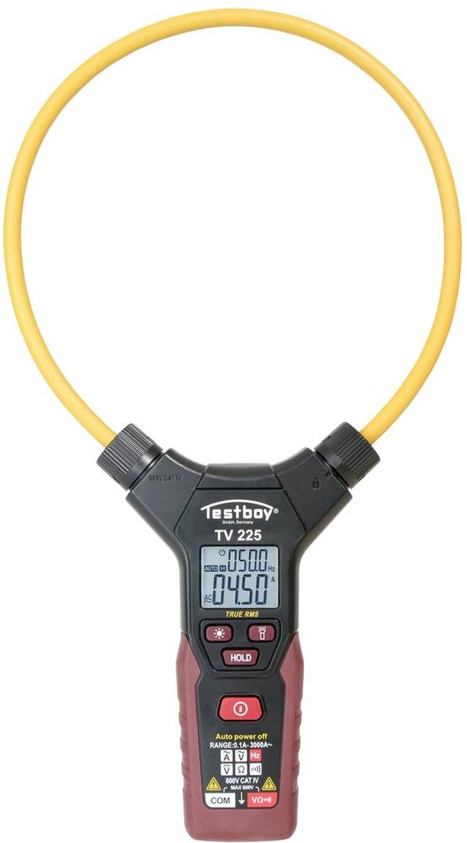 Testboy TV 225 Stroomtang Digitaal CAT IV 600 V Weergave (counts): 4000