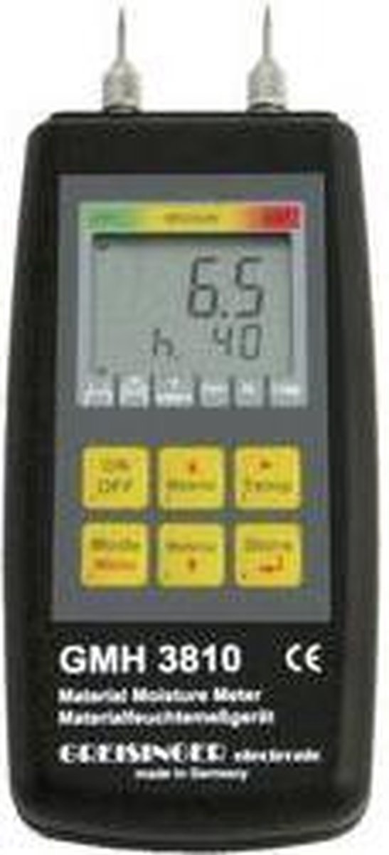 Greisinger GMH 3810 Materiaalvochtmeter Meetbereik bouwvochtigheid 4 tot 100 %Vol. Meetbereik houtvochtigheid (bereik) 4 tot 100 %Vol. Temperatuurmeting