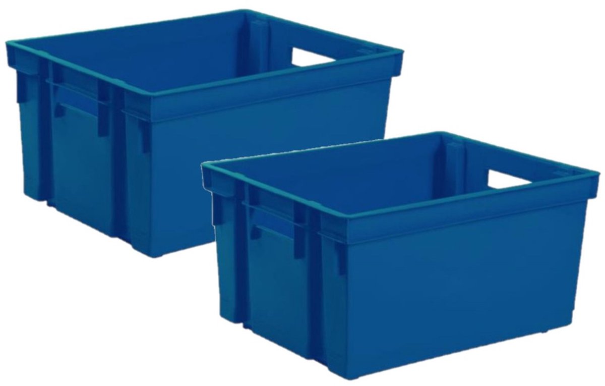 EDA Opbergkrat stapelbaar - 15x - kunststof - 30 Liter - L44 x B35 x H24 cm - blauw -