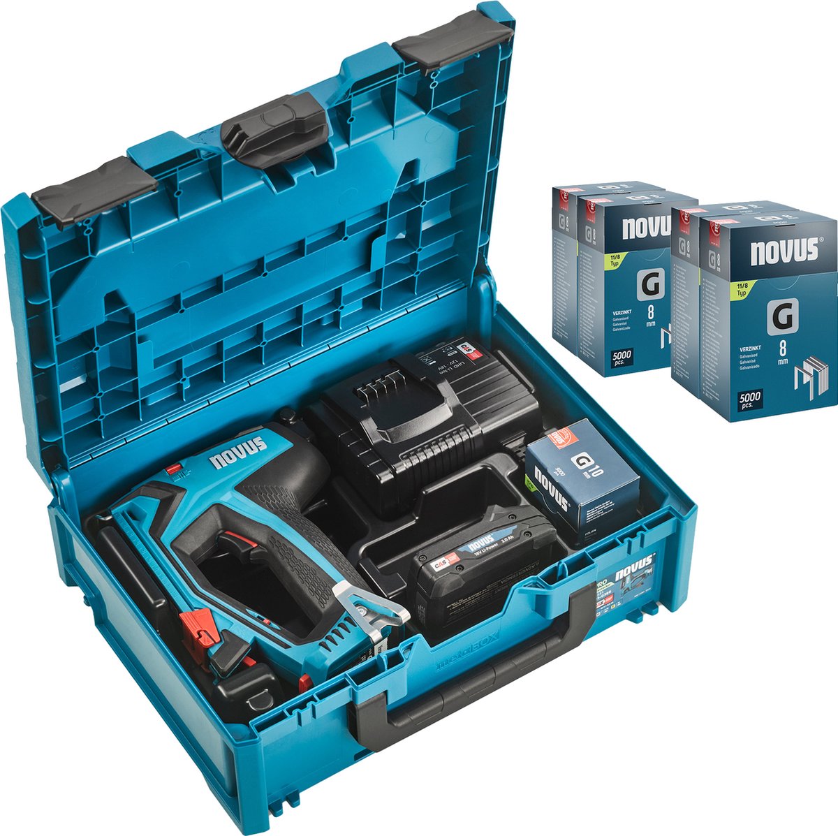 Novus Tools J-551 031-0376 Accunietpistool Type niet Type 11, Type 53F Lengte nieten 6 - 14 mm Incl. accu, Incl. lader, Incl. koffer