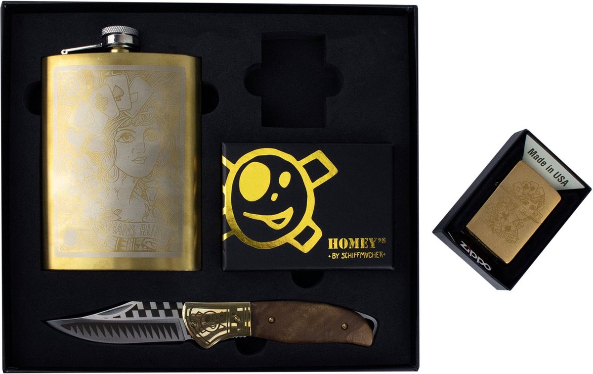 Homey's Man's Ruin By Schiffmacher Gift Set- 4-delig - Met Zippo