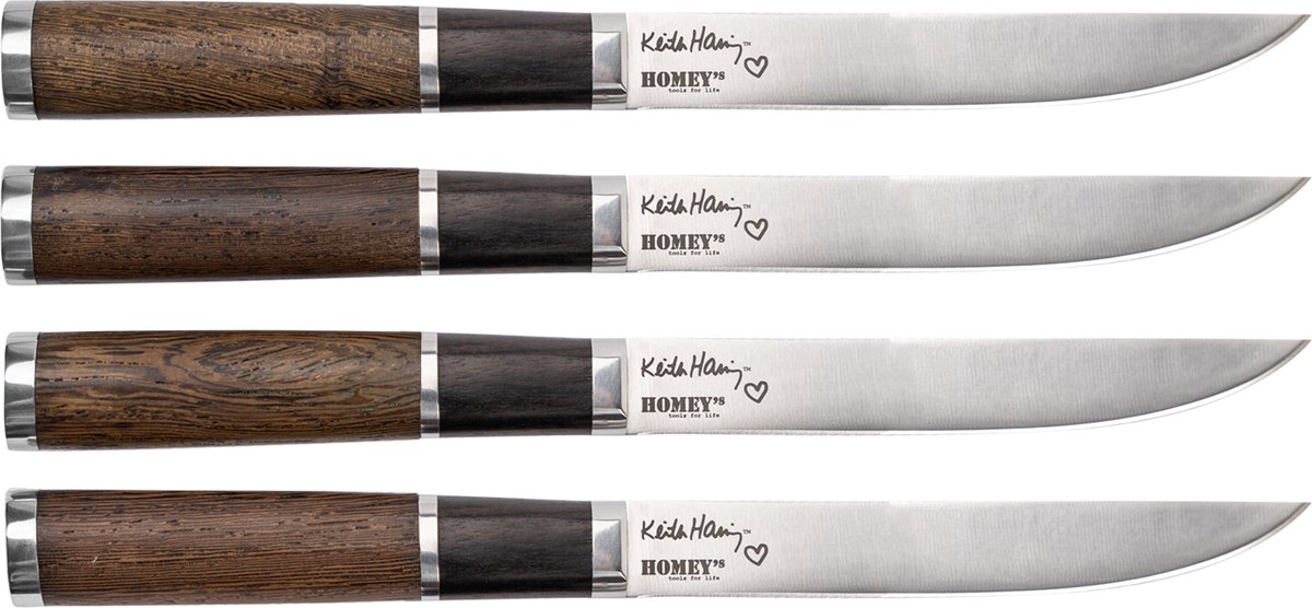 Homey's Keith Haring Collection - steakmessenset - 4 stuks - 12 cm