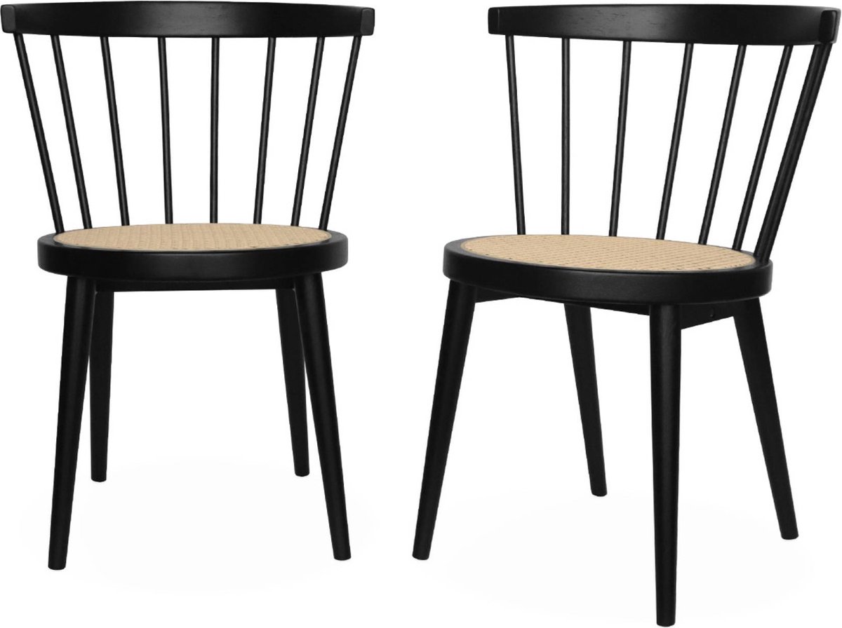 sweeek - Hout en rotan stoel, set van 2