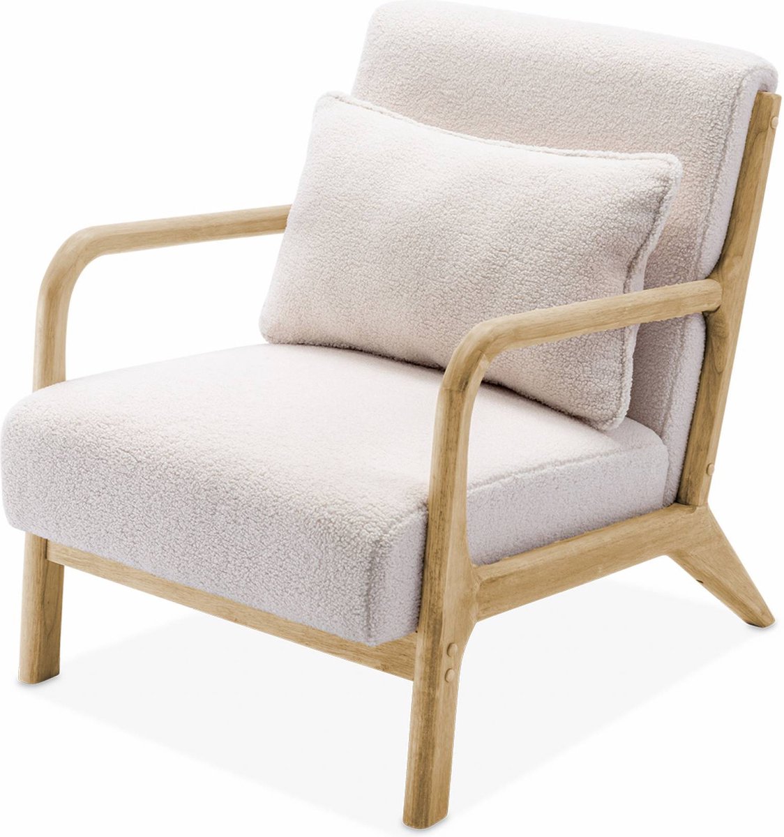 sweeek - Scadinavische fauteuil van hout en bouclé stof