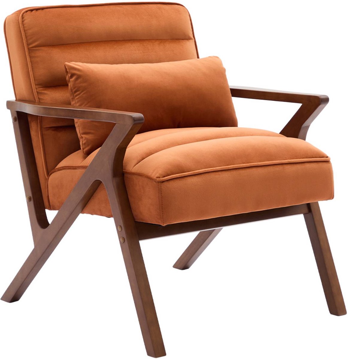 sweeek - Scandinavische fauteuil in heveahout en velours