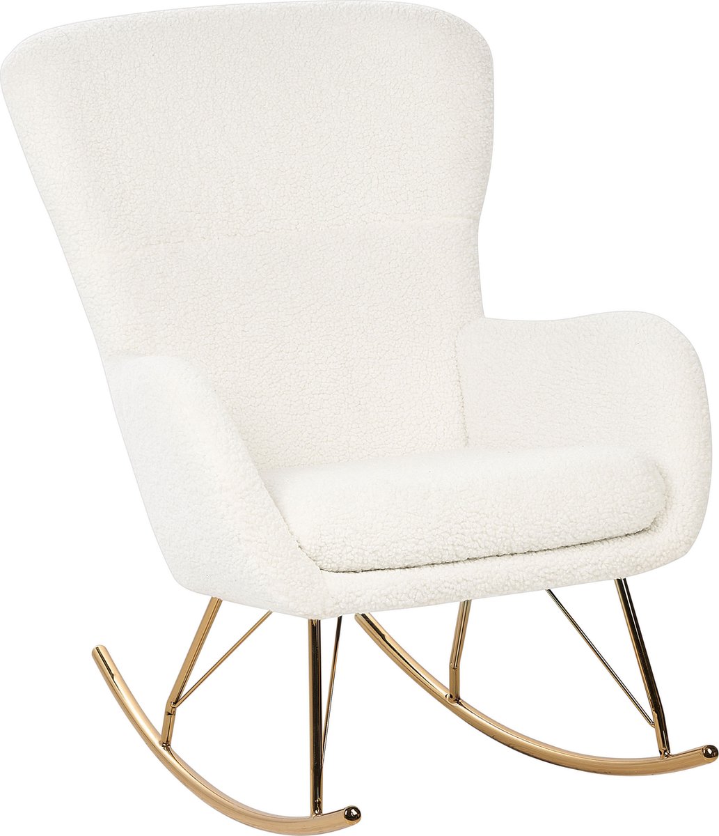 Beliani - ANASET - Schommelstoel - Wit|Goud - Bouclé