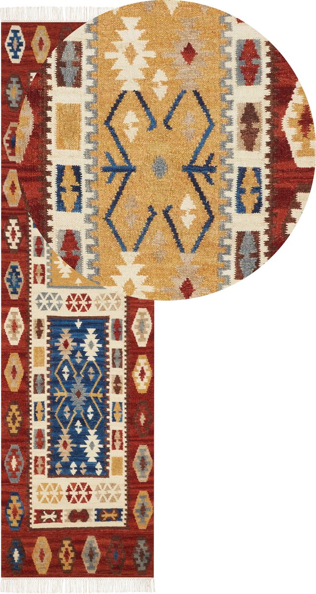 Beliani - VOSKEHAT - Kelim vloerkleed - Multicolor - 80 x 300 cm - Wol
