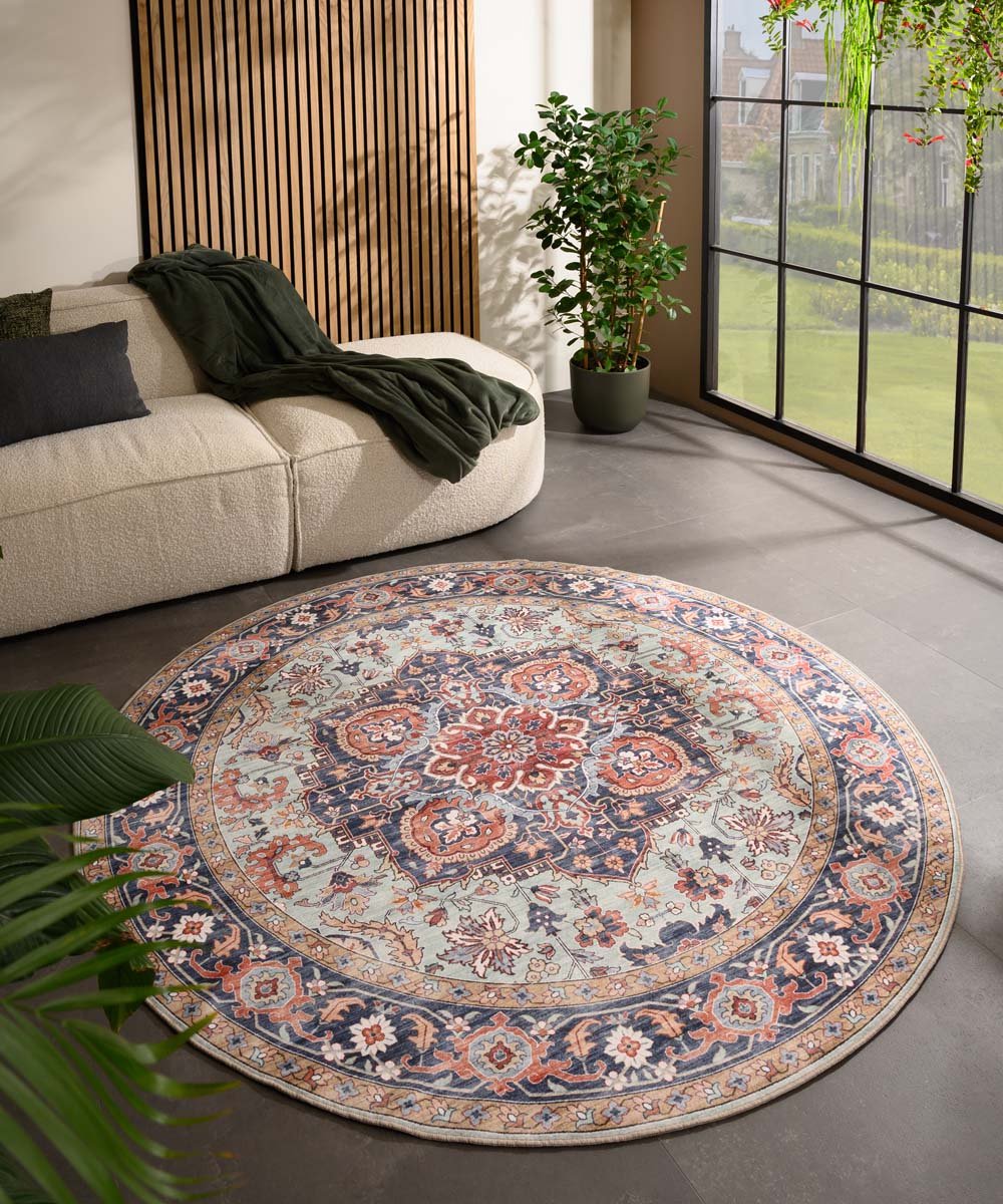 Heritaged Rond Vintage buitenkleed - Valenca Fino groen|blauw - 230 cm
