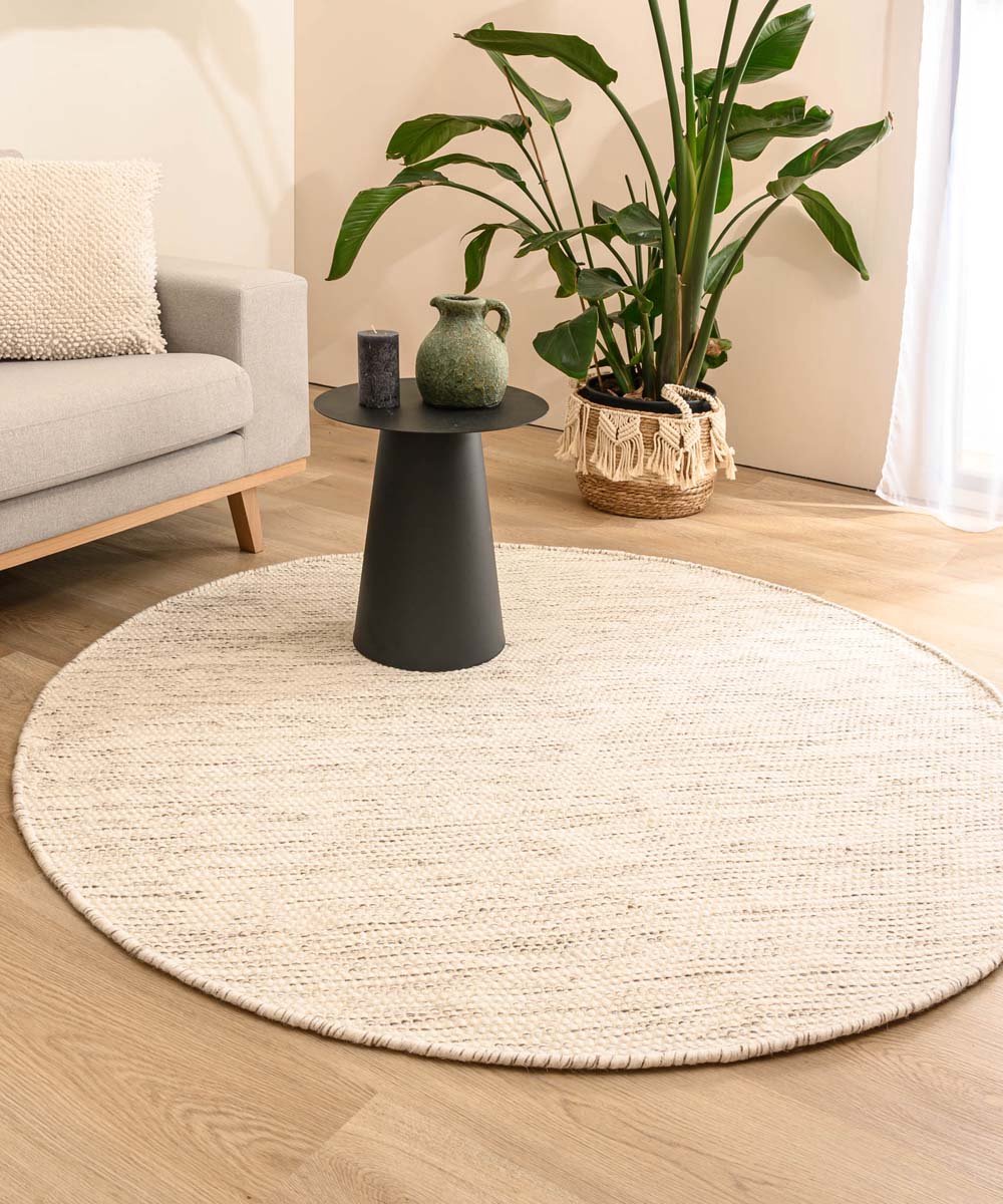 Nordic Weavers Rond wollen vloerkleed - Ulstein wit|grijs - 250 cm