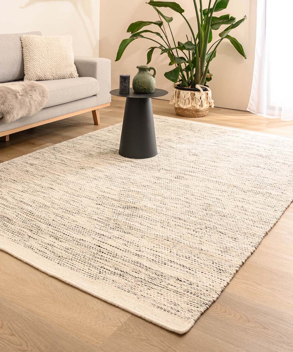 Nordic Weavers Wollen vloerkleed - Ulstein wit|zwart - 160x230 cm