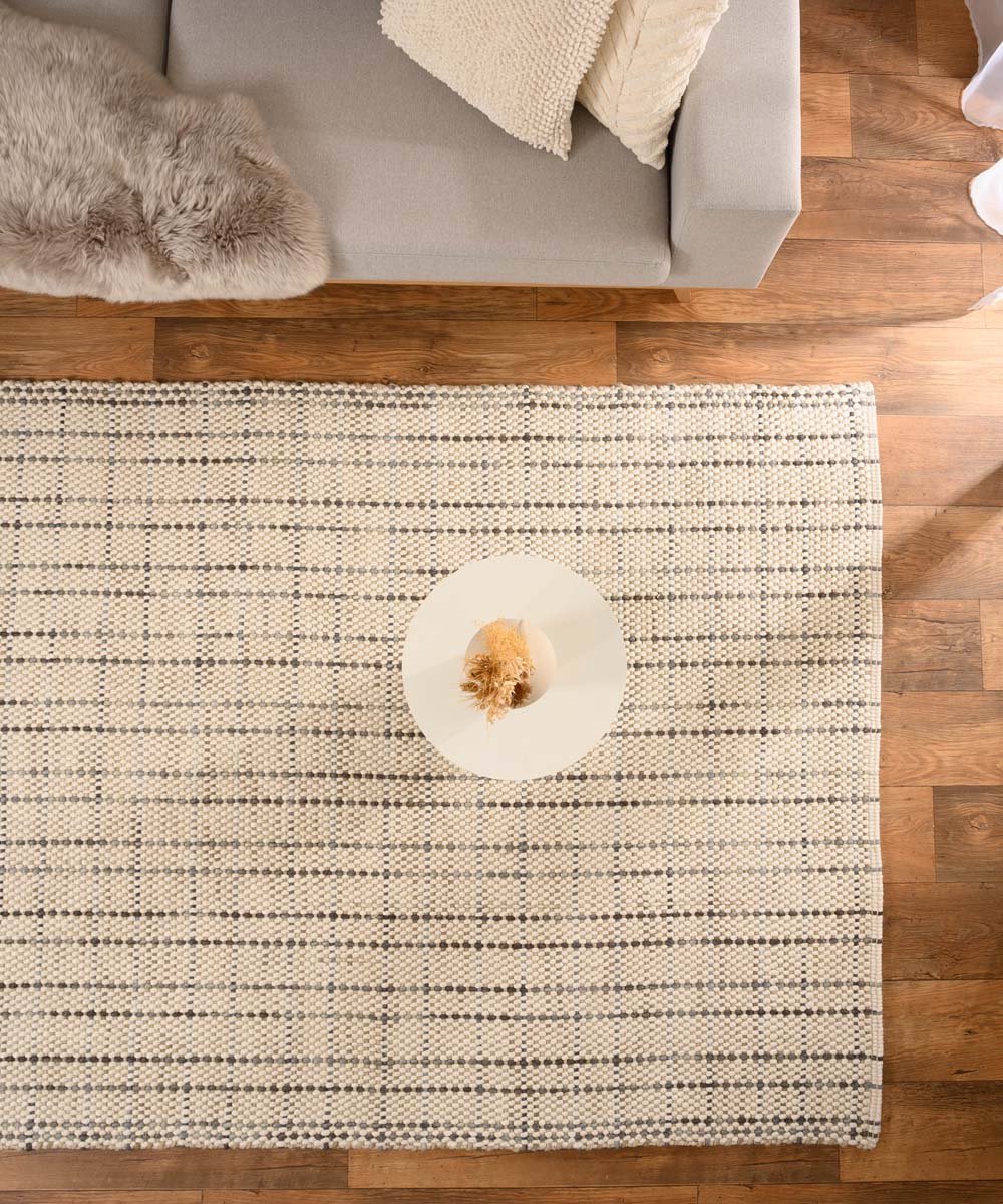 Nordic Weavers Wollen vloerkleed - Verdal crème|grijs - 200x300 cm