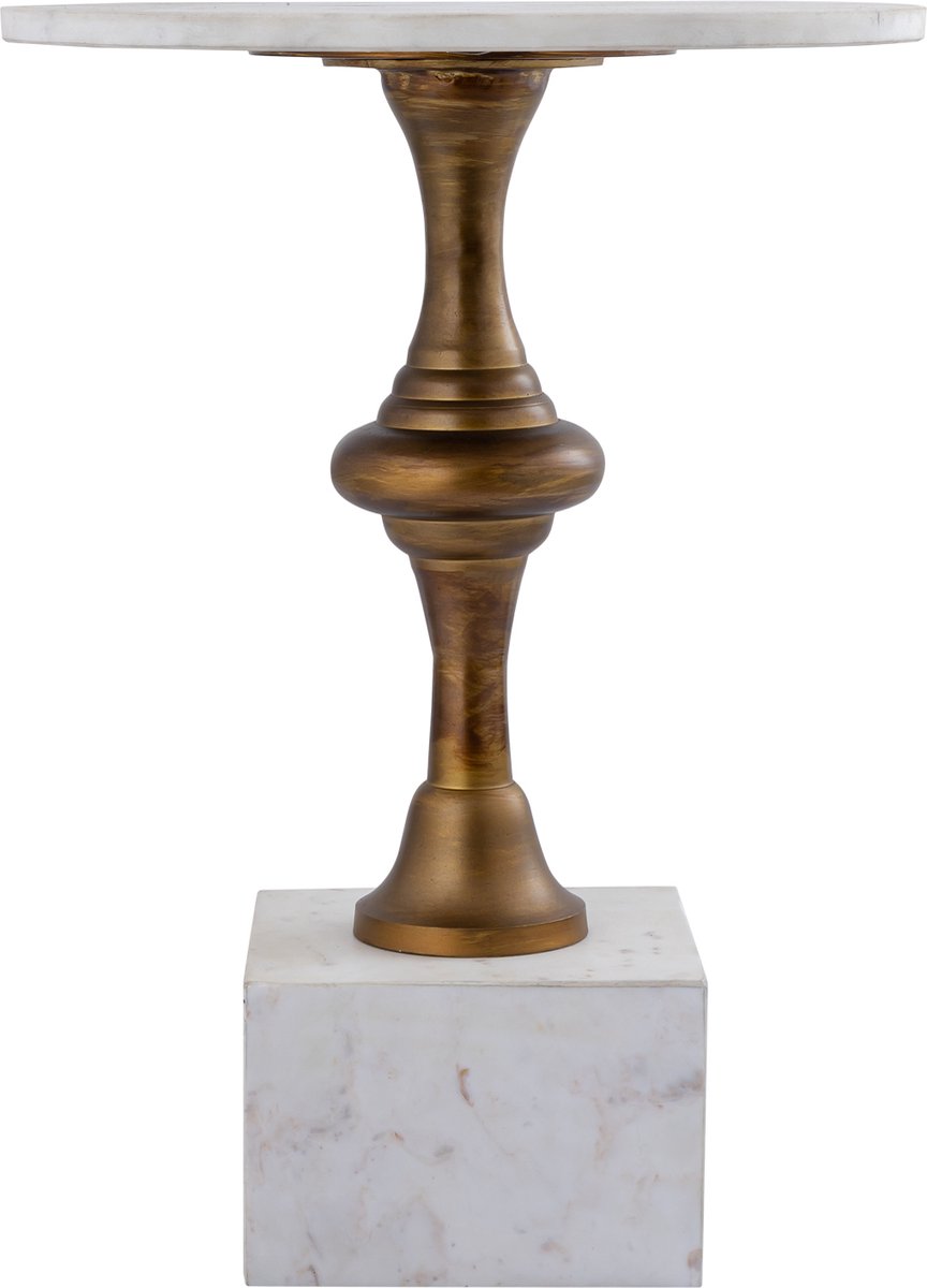 PTMD Alano Bijzettafel - 40x40x55 cm - Marmer - Wit