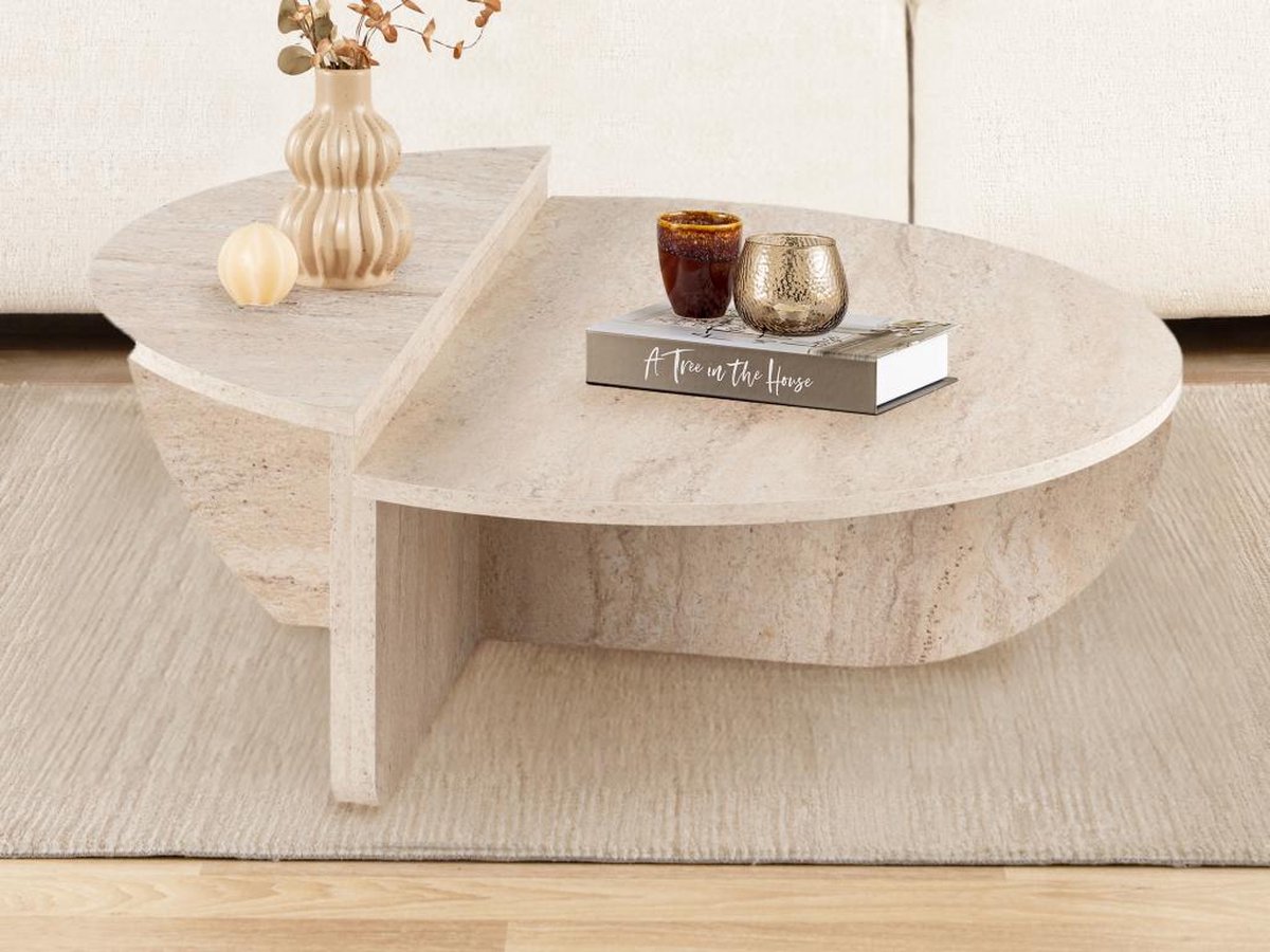 Calicosy - Salontafel Orion - 90 cm - Travertijneffect