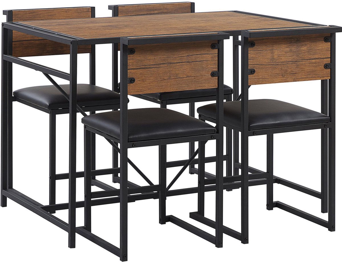 Beliani - BURTON - Eetkamerset - Donkere houtkleur - MDF