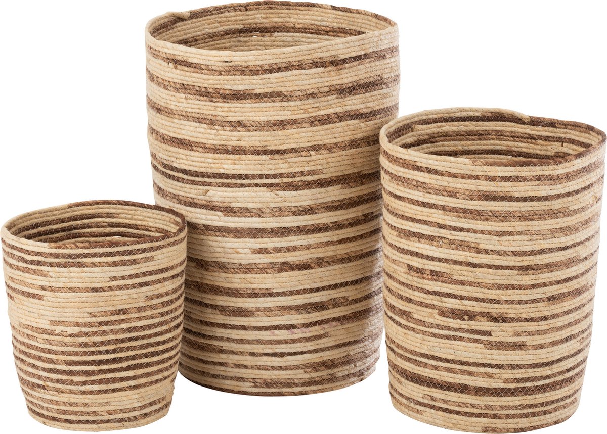 J-Line mand Maïs - jute - beige|bruin - 3 stuks