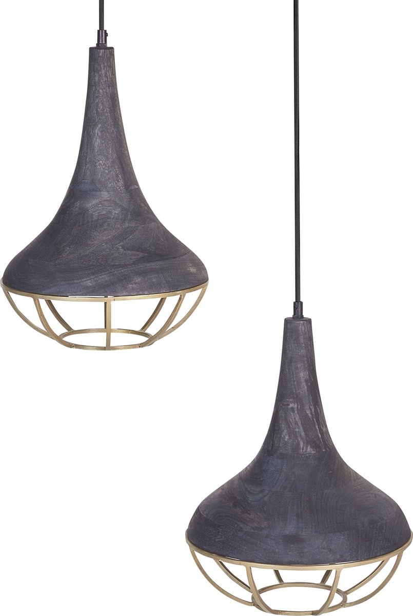 Beliani - BAGMATI - Hanglamp - Zwart|Koper - Mangohout