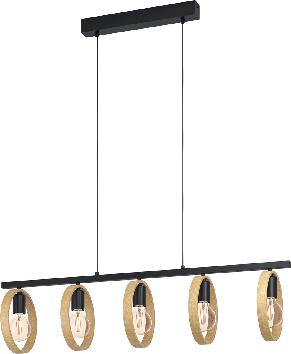 EGLO Ipsden Hanglamp - E27 - 100,5 cm - Zwart|Bruin