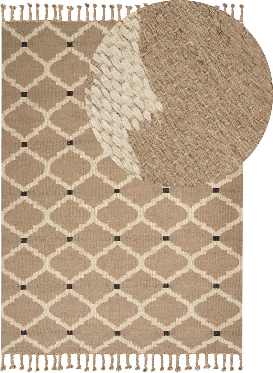 Beliani - ORENCIK - Laagpolig vloerkleed - Beige - 200 x 300 cm - Jute
