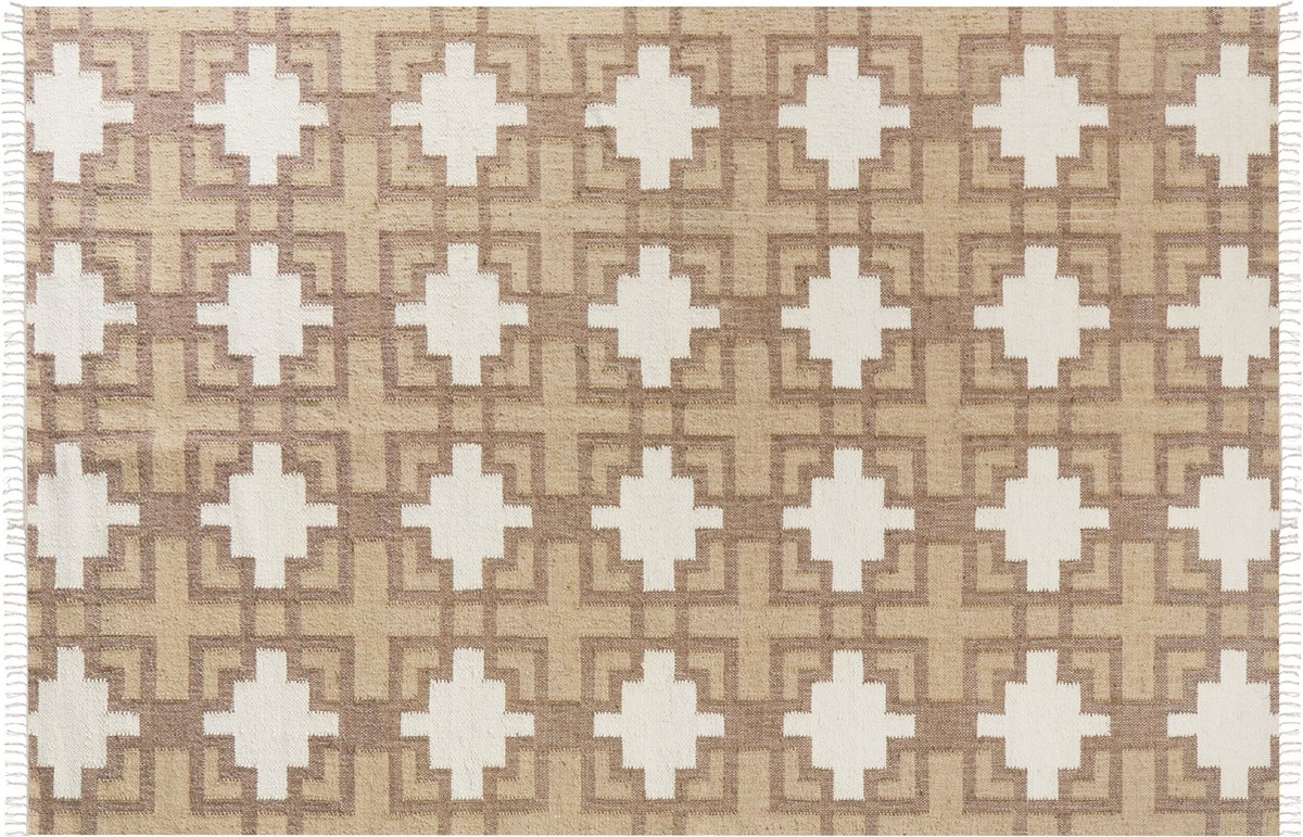 Beliani-KONURTAY-Laagpolig vloerkleed-Beige-200 x 300 cm-Jute