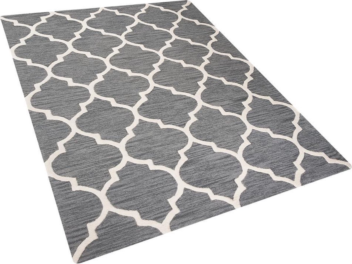 Beliani - YALOVA - Laagpolig vloerkleed - Grijs - 160 x 230 cm - Wol
