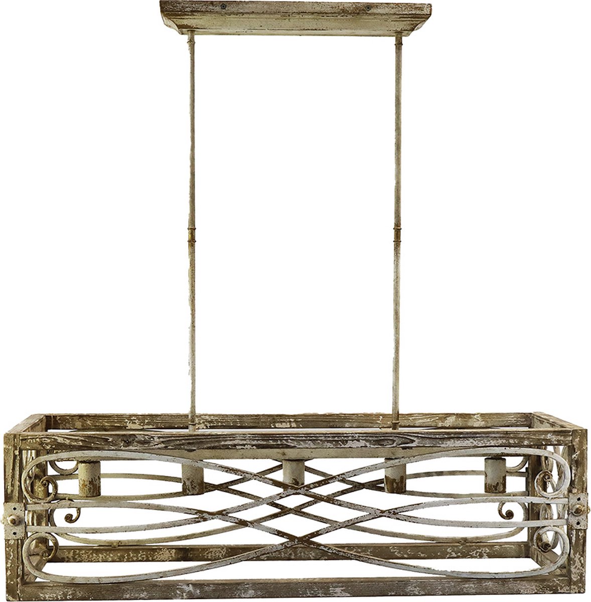 Clayre & Eef Hanglamp 97x30x100 cm Bruin Beige Ijzer Hout Rechthoek