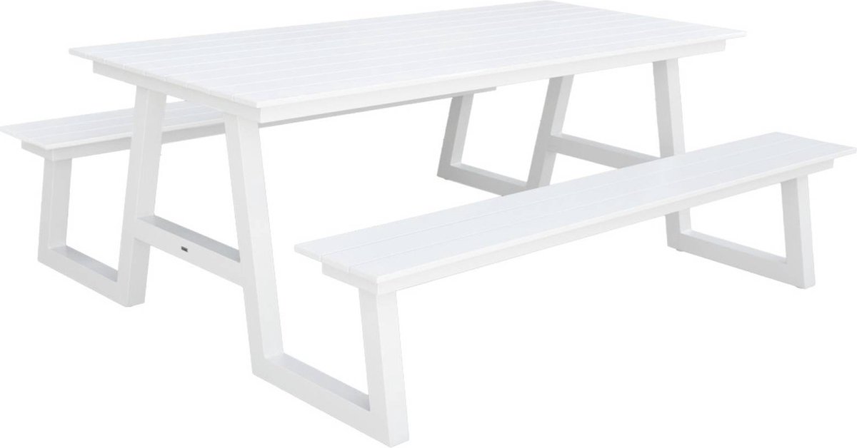 sweeek - Aluminium picknicktafel met 2 banken, 6 plaatsen