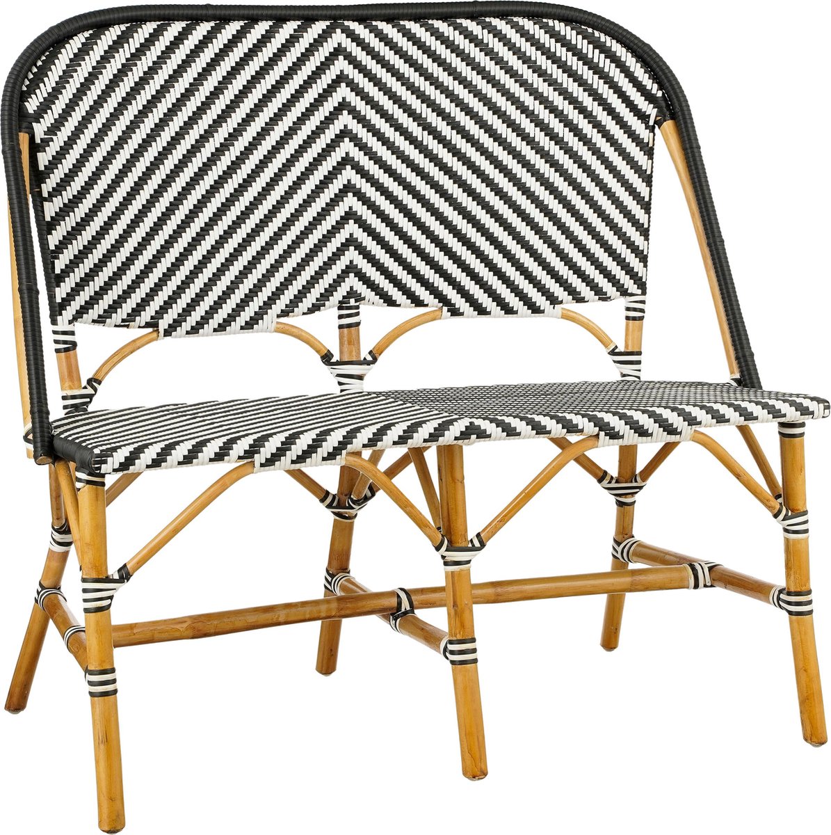 Mica Decorations Mandox Bank - L98 x B60 x H93 cm - Rotan - Zwart, Wit
