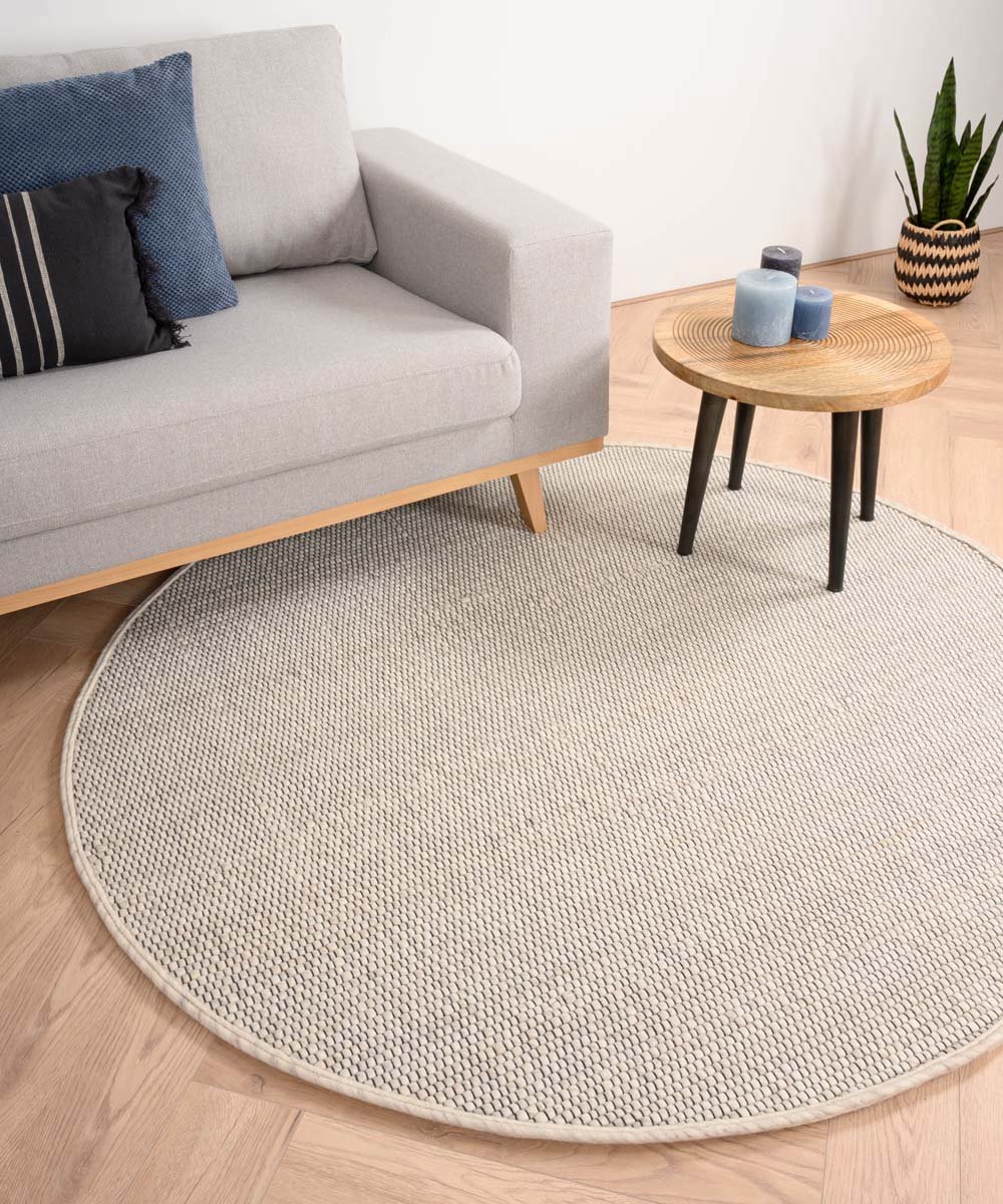 Nordic Weavers Rond wollen vloerkleed Lett - wit - 160 cm rond