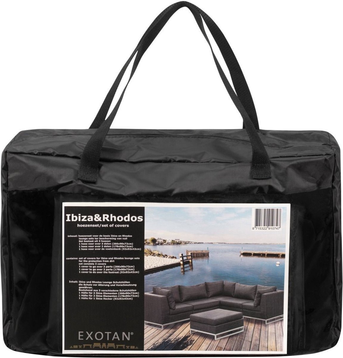 Exotan Beschermhoes Loungeset Rhodos - PE - Zwart - 45x30x14