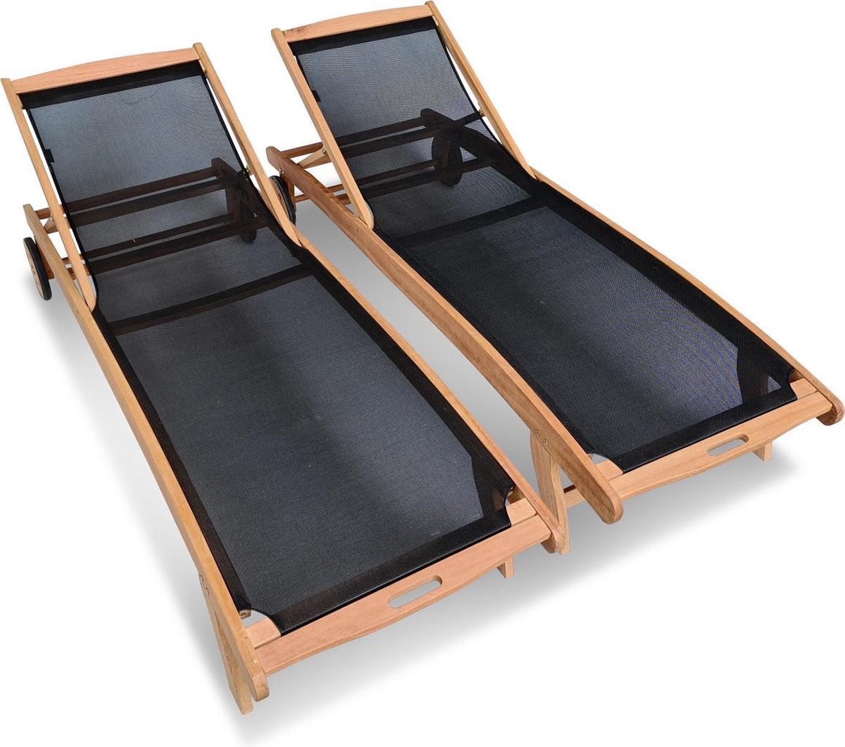 sweeek - Set van 2 houten ligbedden