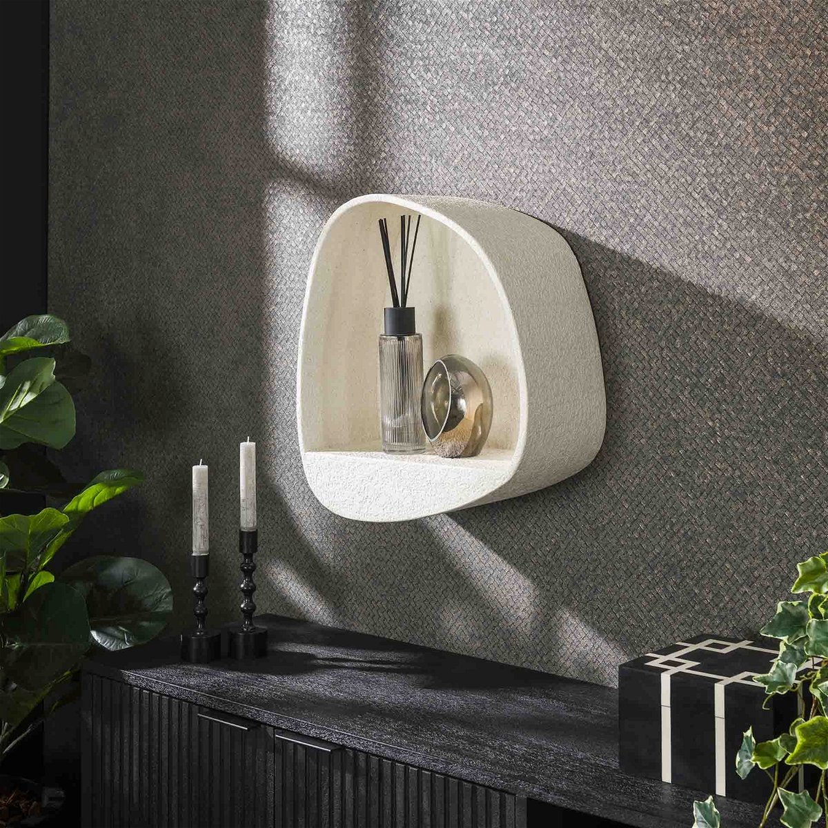 Giga Meubel - Wandrek Driehoek - Wit Marmer Composiet - 43x21x48cm