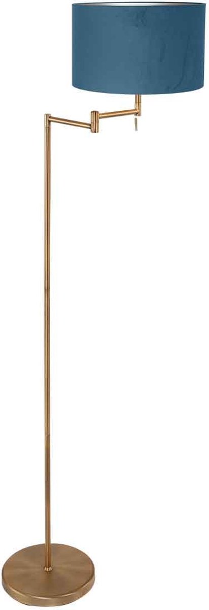 Mexlite Vloerlamp Bella Brons Lampenkap Ø 30cm Blauw E27 Fitting