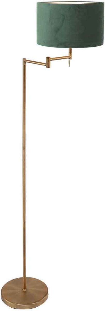 Mexlite Vloerlamp Bella Brons Lampenkap Ø 30cm Groen E27 Fitting